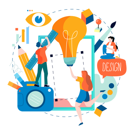 Agence de design travaillant sur une idée de design  Illustration