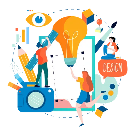 Agence de design travaillant sur une idée de design  Illustration