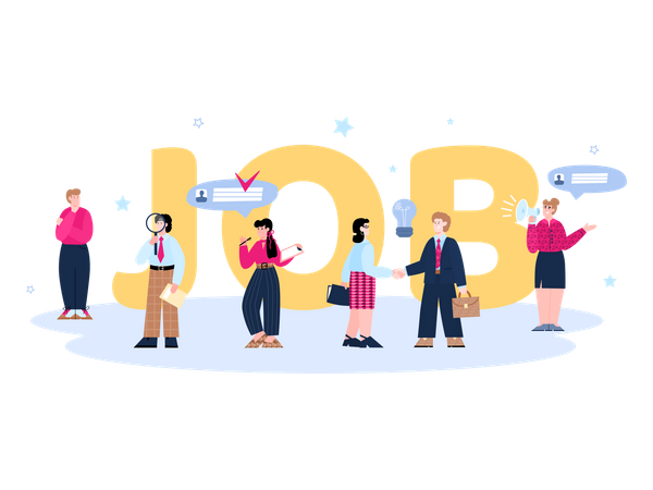 Agence de recrutement avec Job écrit à l'arrière  Illustration