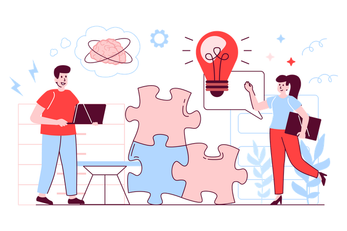 Agencia creativa genera nuevas ideas.  Illustration