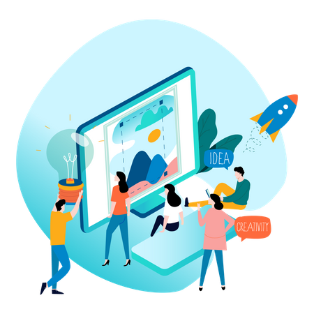 Agência de design trabalhando na ideia de design  Ilustração