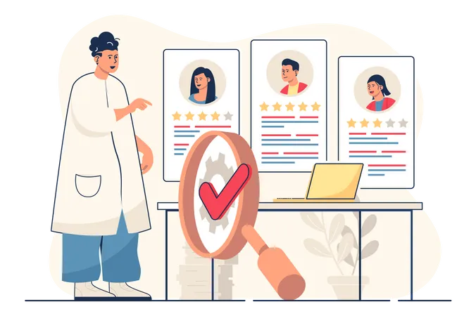 Agência de recrutamento fazendo avaliação de perfil  Ilustração