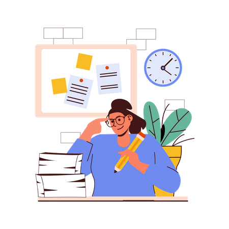 Moça que faz a agenda de negócios  Ilustração