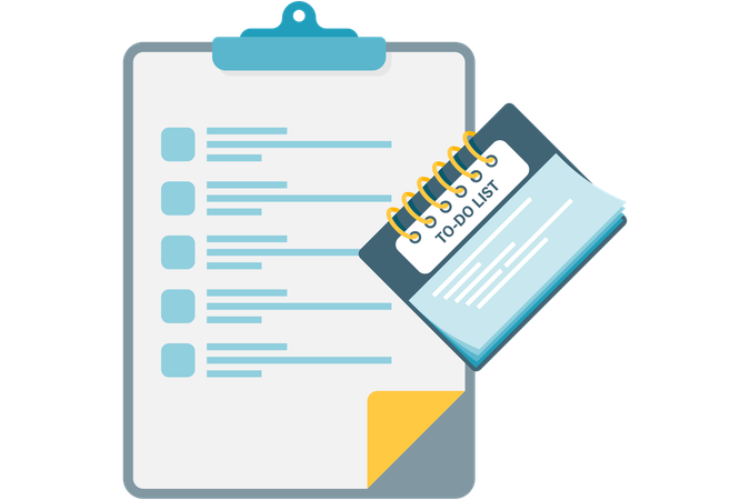 Agenda de trabalho e lista de tarefas  Ilustração