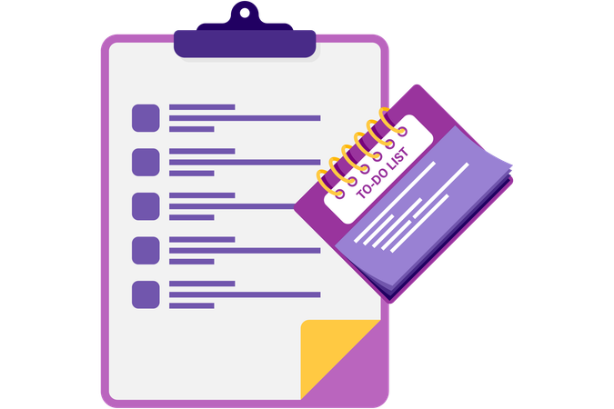 Agenda de trabalho e lista de tarefas  Ilustração