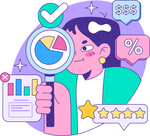 Agent analyzes customer responses  Illustration