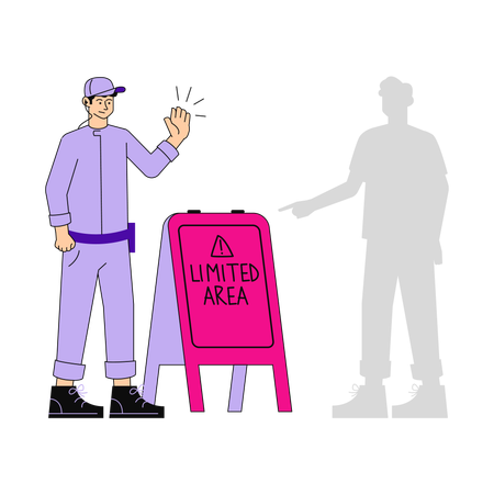 Agent de sécurité avec panneau d'affichage  Illustration