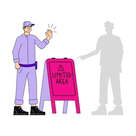 Agent de sécurité avec panneau d'affichage  Illustration