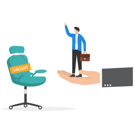 Agent des ressources humaines tenant la main d'un nouvel employé pour un poste vacant  Illustration
