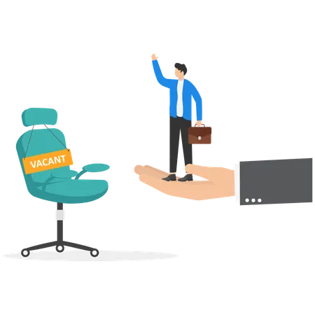 Agent des ressources humaines tenant la main d'un nouvel employé pour un poste vacant  Illustration