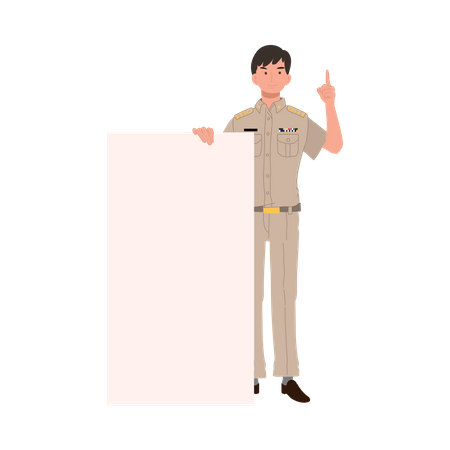 Officier du gouvernement thaïlandais avec tableau blanc  Illustration