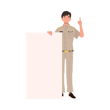 Officier du gouvernement thaïlandais avec tableau blanc  Illustration