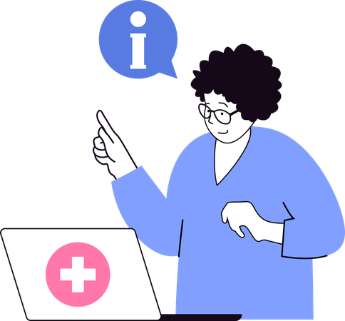 Agent du service client donnant des informations médicales sur appel  Illustration