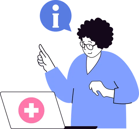 Agent du service client donnant des informations médicales sur appel  Illustration