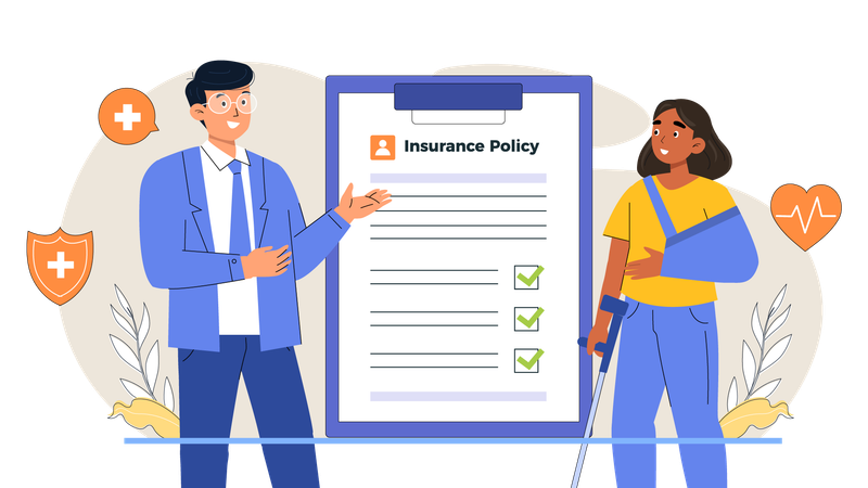 Agent explaining insurance policy terms and conditions  Illustration