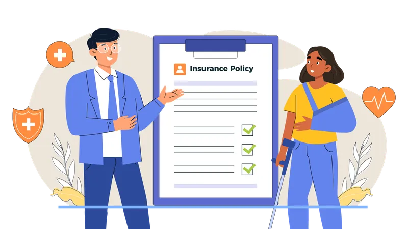 Agent explaining insurance policy terms and conditions  Illustration