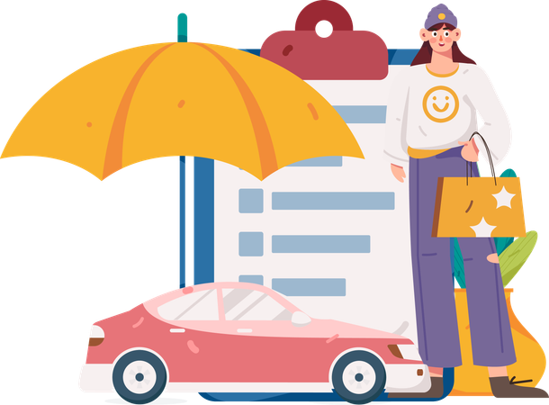 Agent gives information on car insurance policy  Illustration