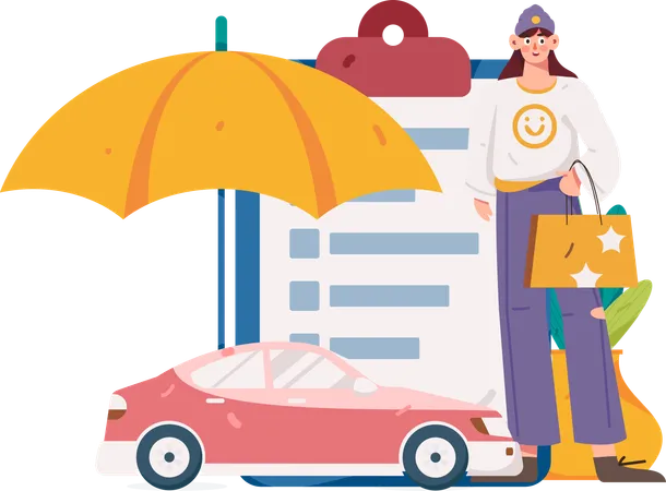 Agent gives information on car insurance policy  Illustration