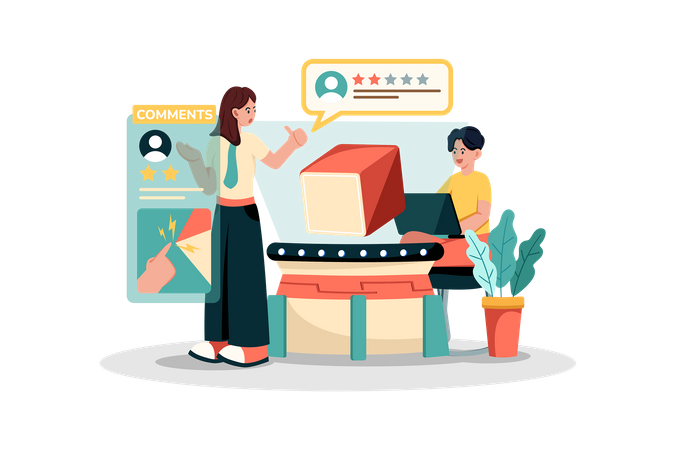 Agent immobilier utilisant les commentaires des clients pour améliorer ses services immobiliers  Illustration