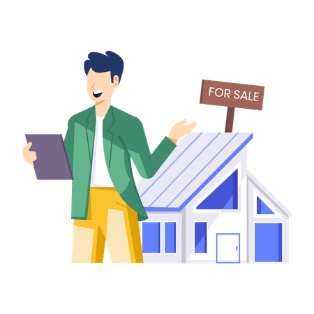 Agent keeps house on sale  Illustration