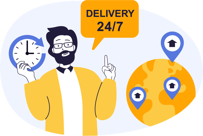 Agent provides 24 hours delivery service  Illustration