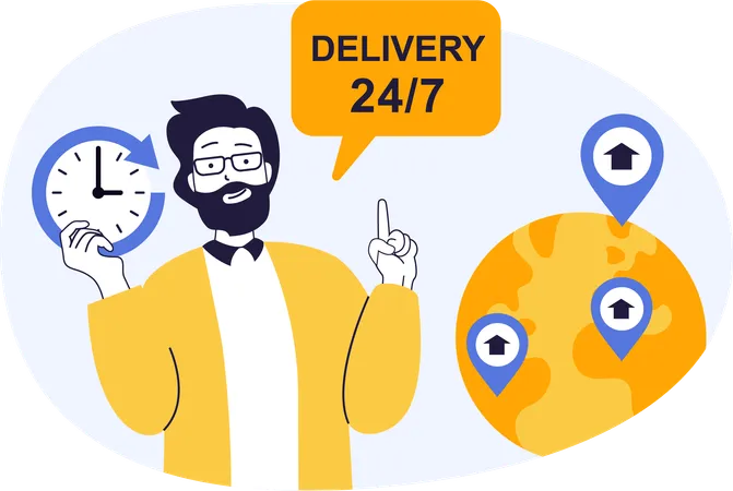 Agent provides 24 hours delivery service  Illustration