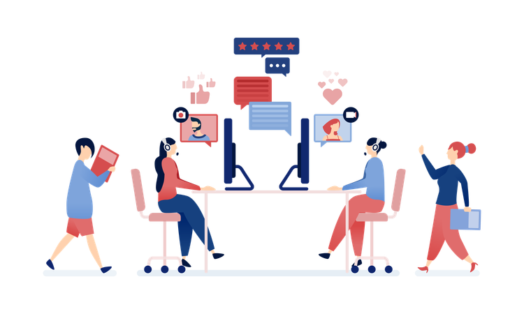 Agent providing customer support services  Illustration