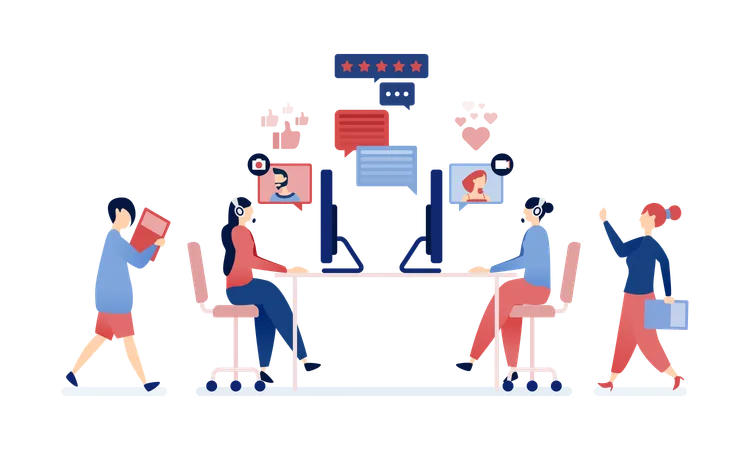 Agent providing customer support services  Illustration