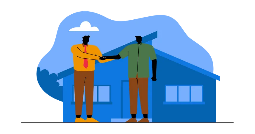Agent selling house to client Illustration