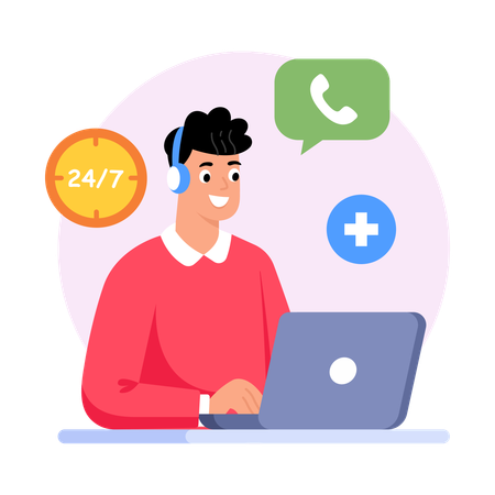 Agent solving Customer Inquiries  Illustration