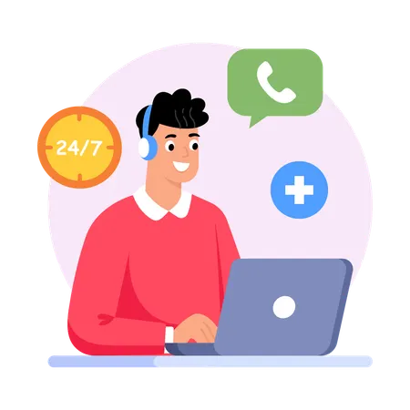 Agent solving Customer Inquiries  Illustration