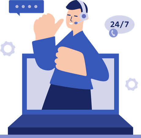 Agent works for User Support  Illustration