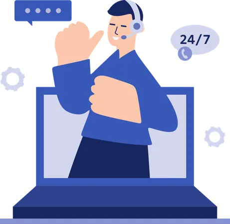 Agent works for User Support  Illustration