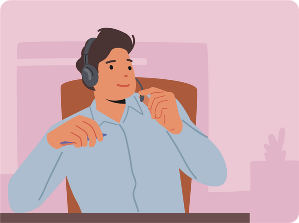 Agente de atendimento ao cliente masculino  Ilustração