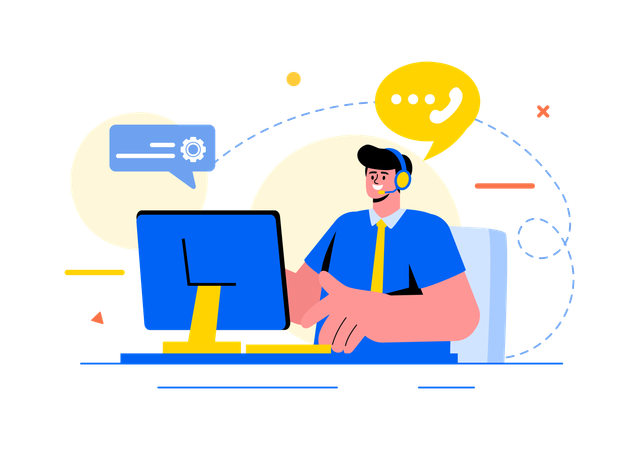 Agente masculino de call center  Ilustração