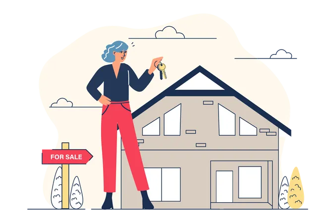 Agente imobiliário feminino  Ilustração