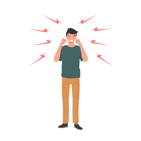 Aggressive boy standing  Illustration