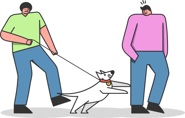 Aggressive dog attacking another person Illustration