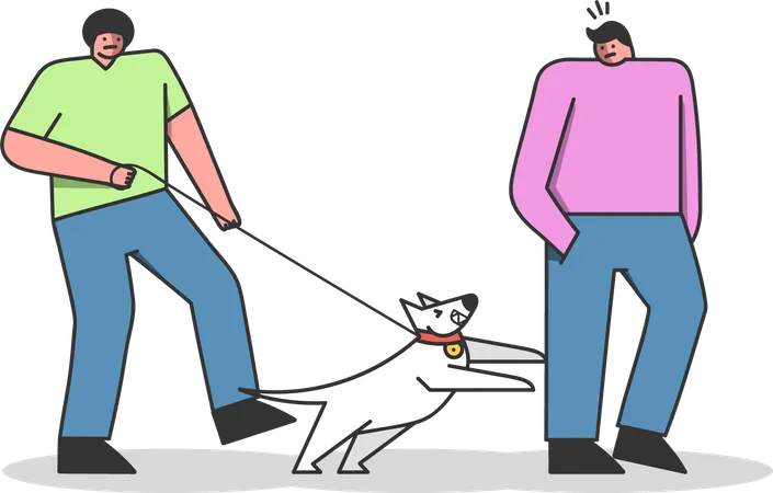 Aggressive dog attacking another person Illustration