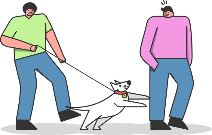 Aggressive dog attacking another person  Illustration