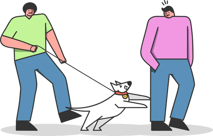 Aggressive dog attacking another person  Illustration