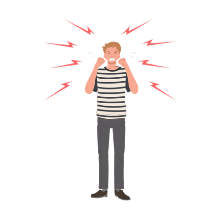 Aggressive man standing  Illustration
