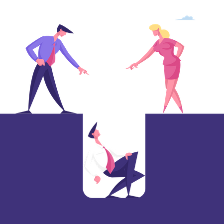 Aggressive Mitarbeiter schikanieren Kollegen  Illustration