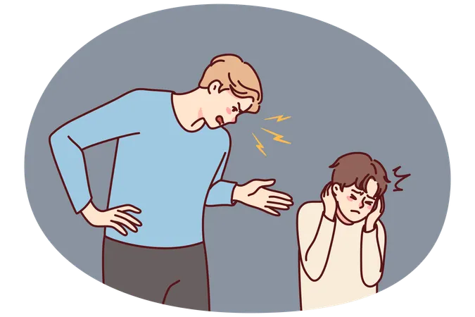 Aggressive parent scream at child  Illustration