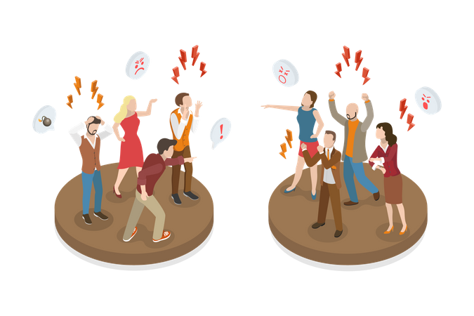 Aggressive People Yelling at Each Other  Illustration