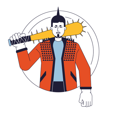 Aggressive punk with baseball bat  Illustration