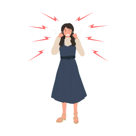 Aggressive woman standing  Illustration