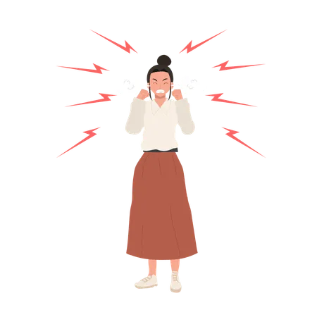 Aggressive woman standing  Illustration