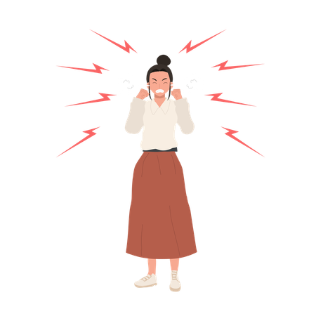 Aggressive woman standing  Illustration
