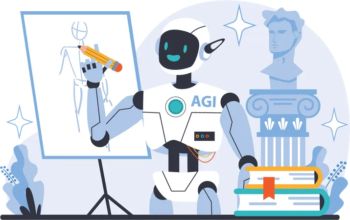 AGI Robot fazendo pintura  Ilustração